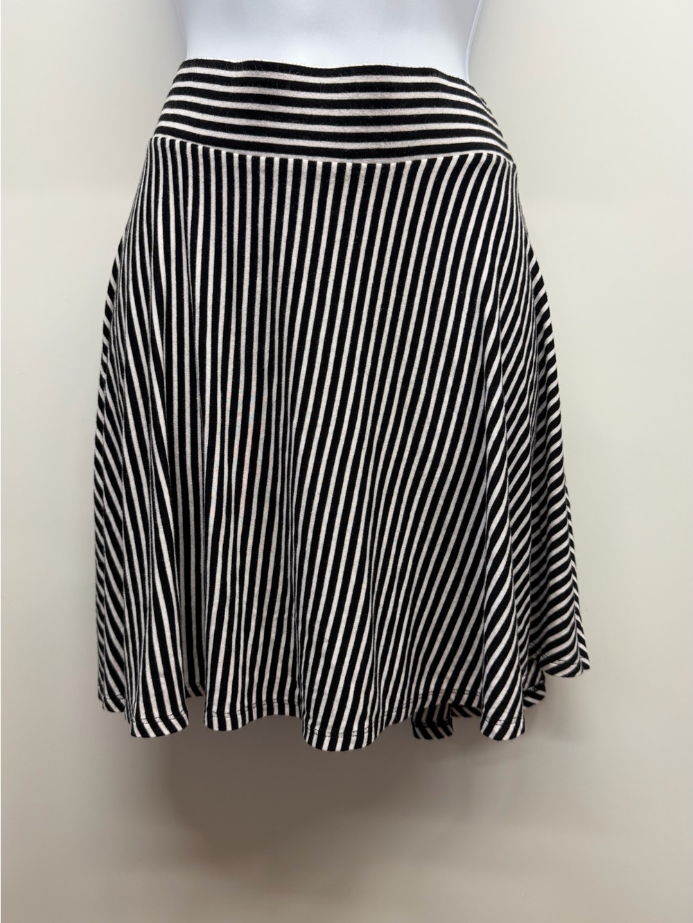 Decree Black and White Striped Skater Skirt